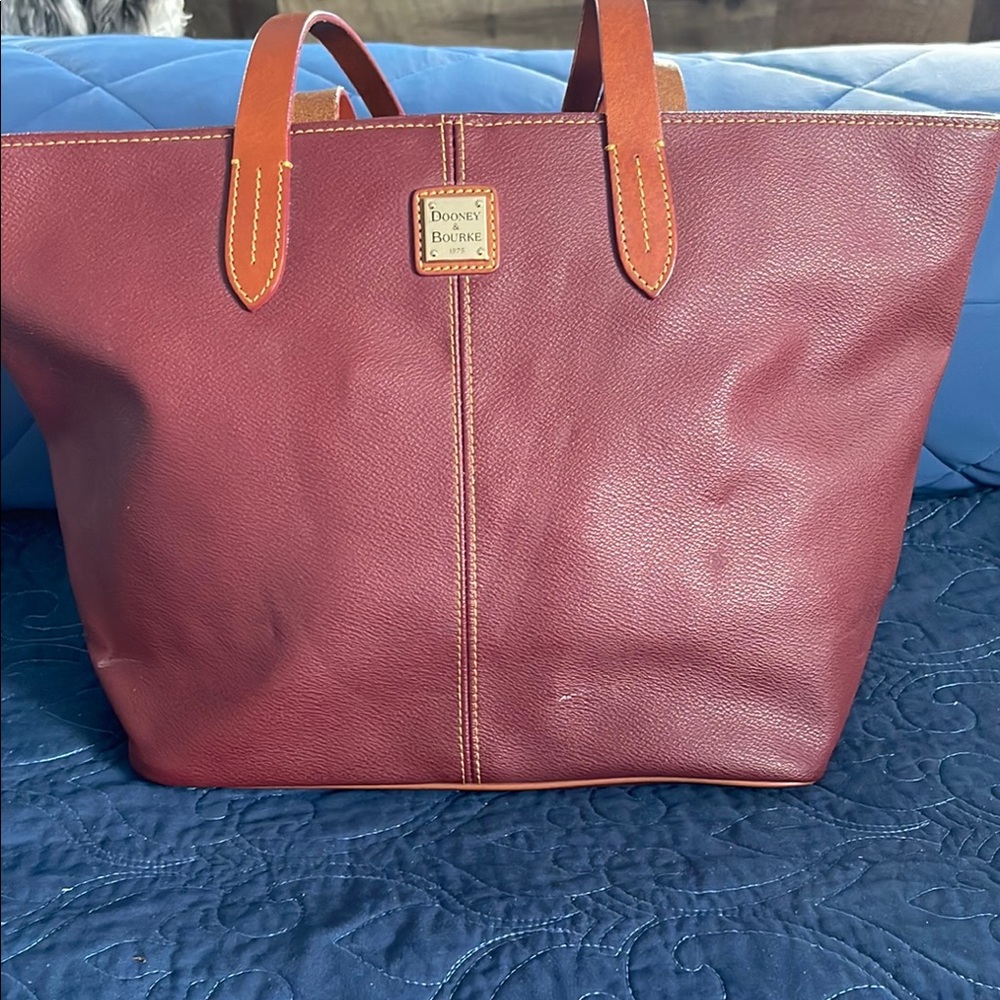 Dooney & Bourke Red and Brown Leather Tote
